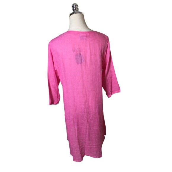 Click CMC Duster Women's Size Small Pink 100% Linen 1/2 Sleeve Color Me Cotton - Picture 2 of 6